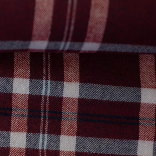 Baumwoll-Flanell Maverick, Karo, hellgrau/bordeaux
